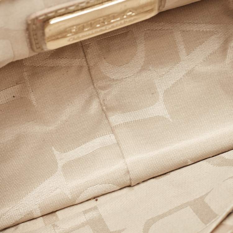 Pre Owned Furla Gold Leather Mini Metropolis Chain Crossbody Bag