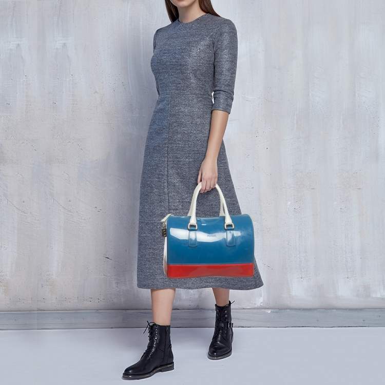 Pre Owned Furla Tricolor Rubber Candy Satchel