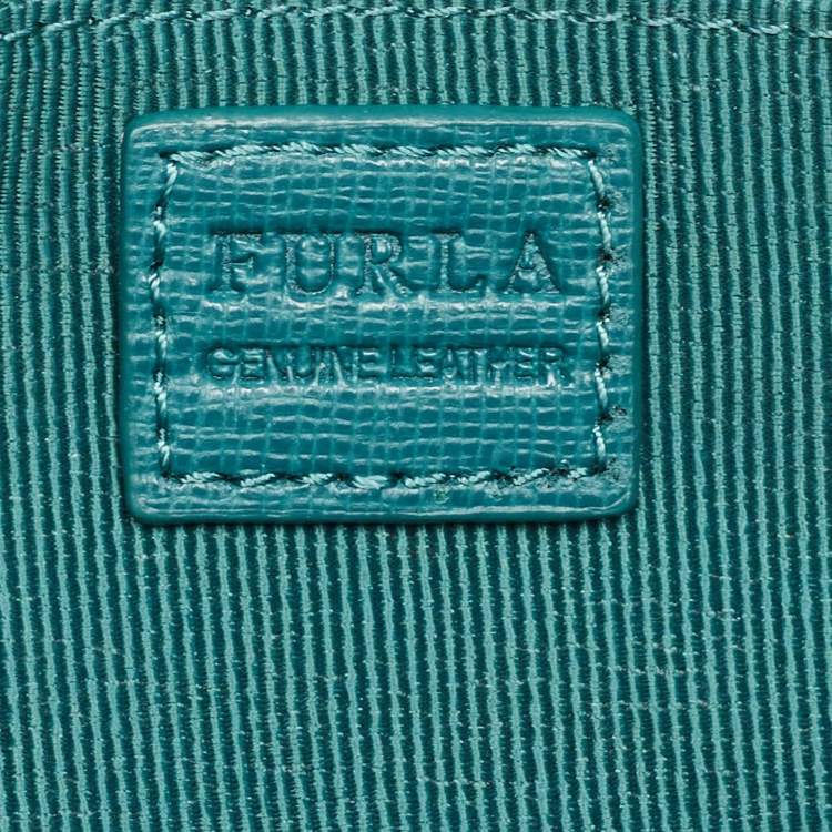 Pre Owned Furla Green Leather Flap Clutch Bag