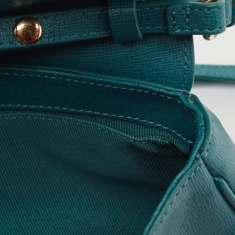 Pre Owned Furla Green Leather Flap Clutch Bag