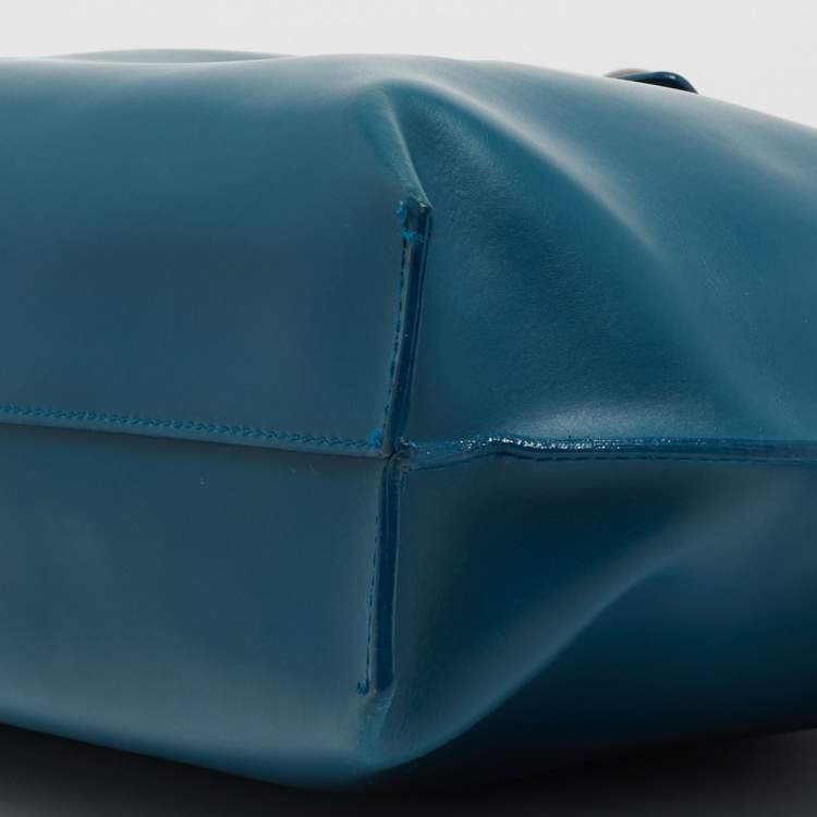 Pre Owned Furla Teal Leather Flap Tote