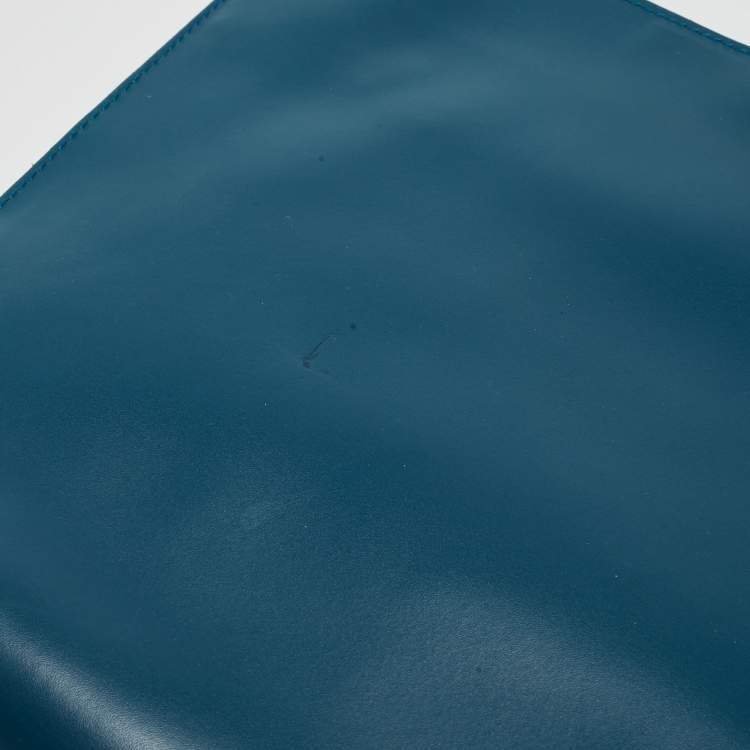 Pre Owned Furla Teal Leather Flap Tote
