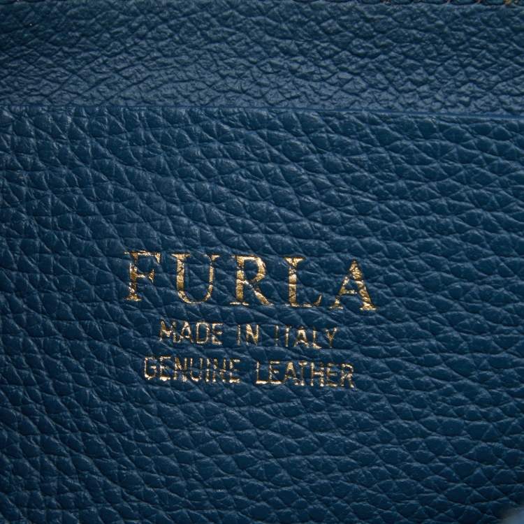 Pre Owned Furla Blue Cut Out Leather Flap Crossbody Bag