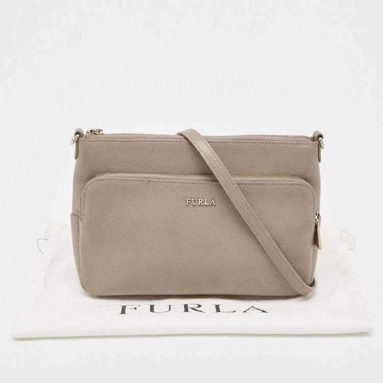 Pre Owned Furla Grey Leather Crossbody Bag