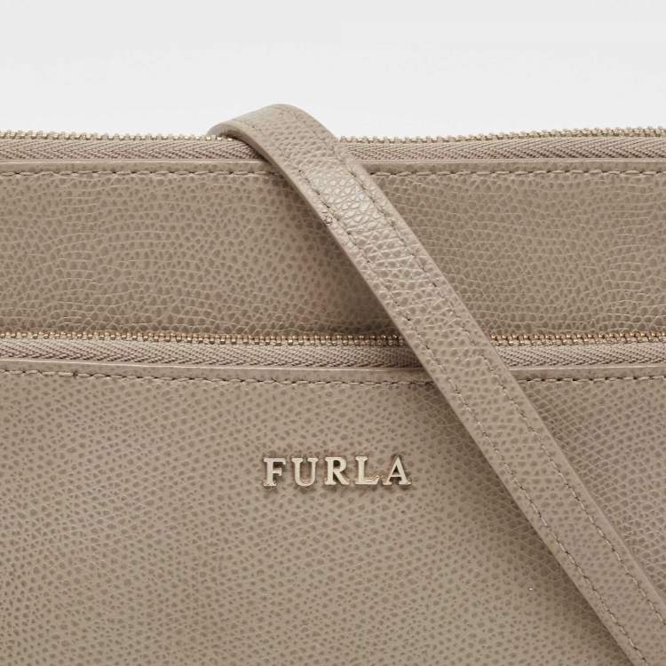 Pre Owned Furla Grey Leather Crossbody Bag