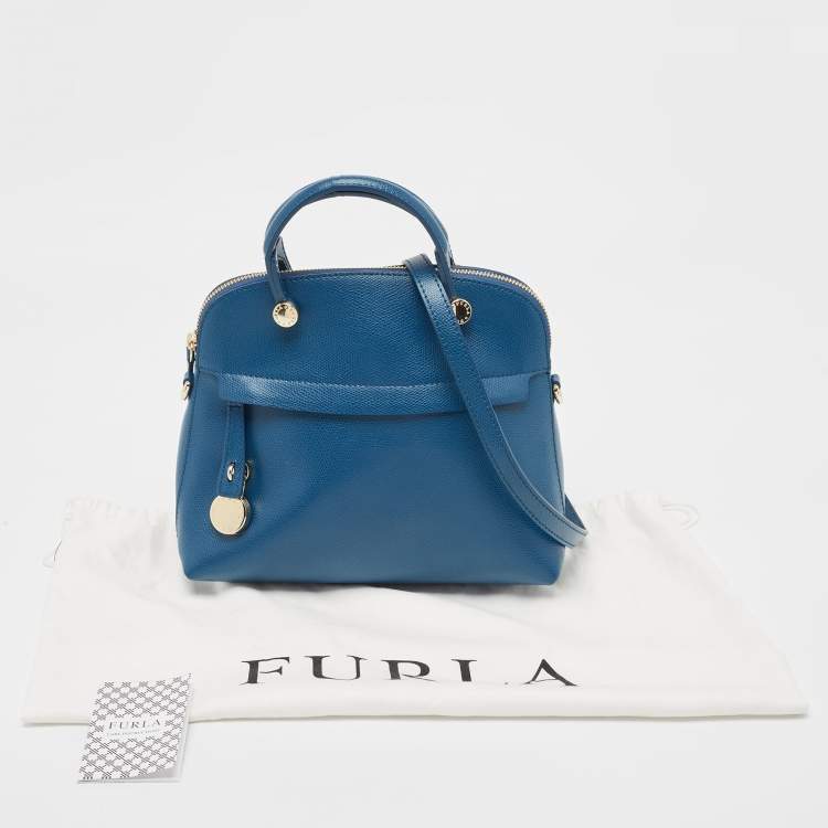 Pre Owned Furla Blue Leather Piper Dome Satchel