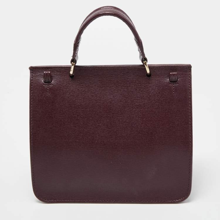 Pre Owned Furla Burgundy Leather Metropolis Top Handle Bag