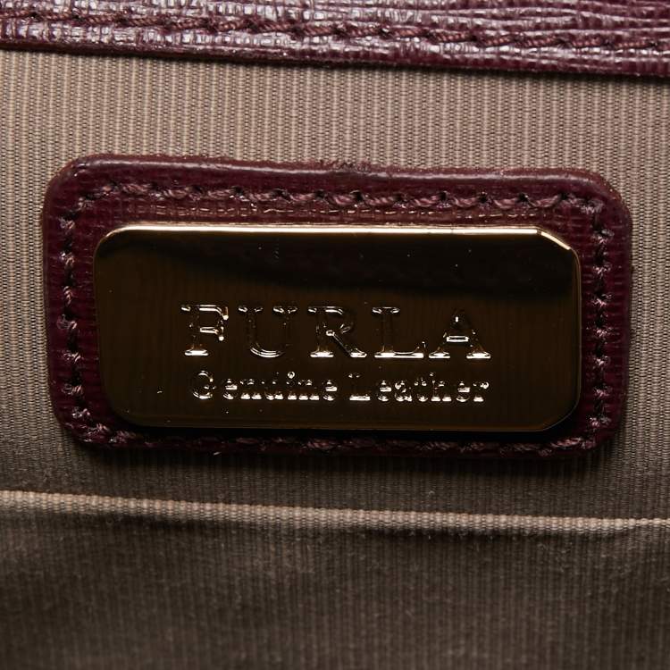 Pre Owned Furla Burgundy Leather Metropolis Top Handle Bag