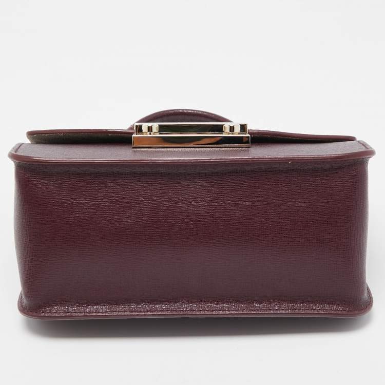 Pre Owned Furla Burgundy Leather Metropolis Top Handle Bag