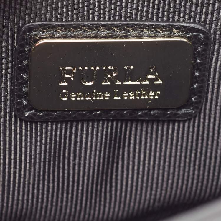 Pre Owned Furla Black Leather Mini Metropolis Chain Crossbody Bag
