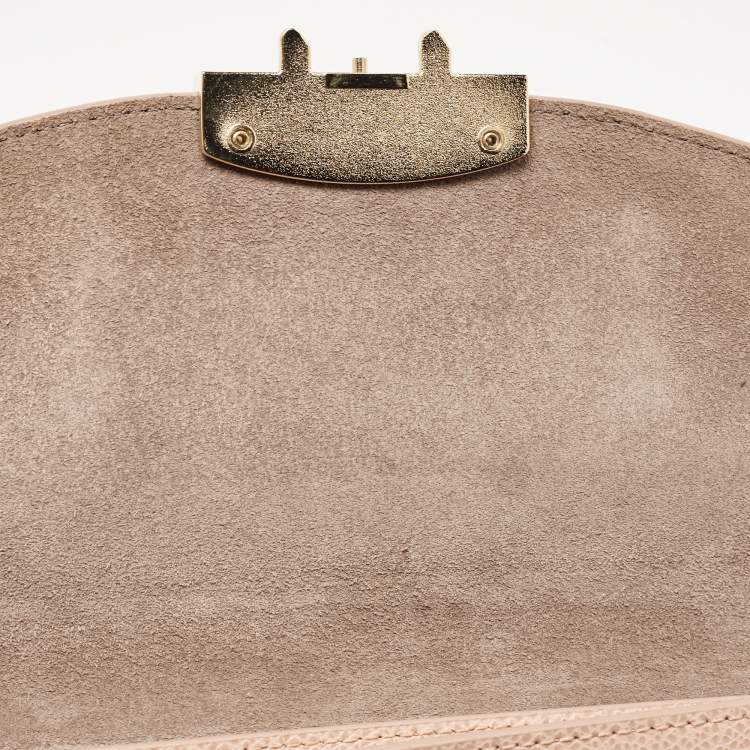 Pre Owned Furla Pink Leather Metropolis Envelope Wristlet Clutch