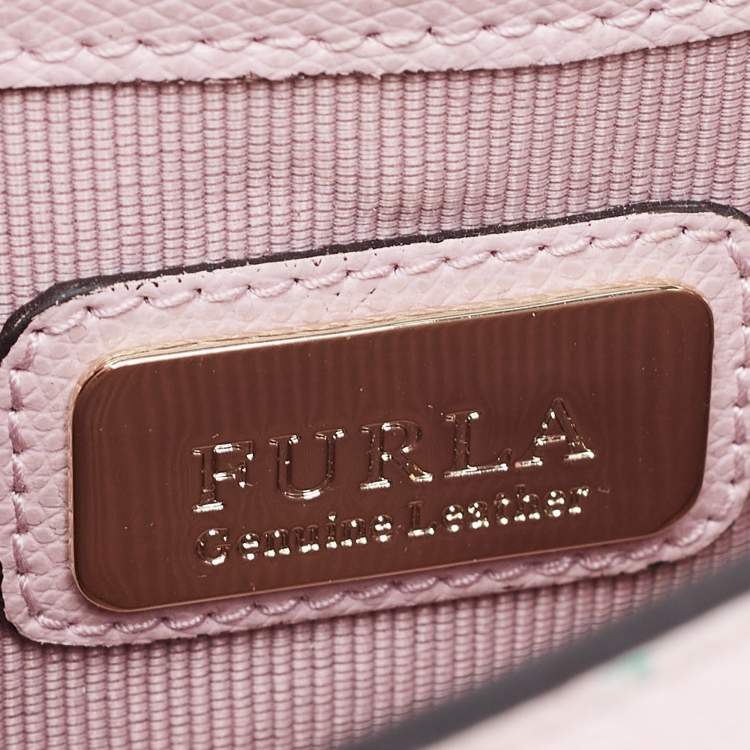 Pre Owned Furla Pink/Multicolor Bird Print Leather Mini Metropolis Crossbody Bag
