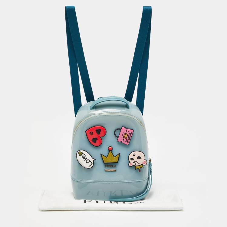 Pre Owned Furla Blue Rubber Embellished Candy Backpack