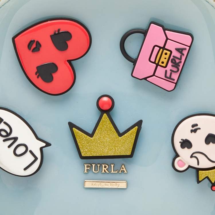 Pre Owned Furla Blue Rubber Embellished Candy Backpack