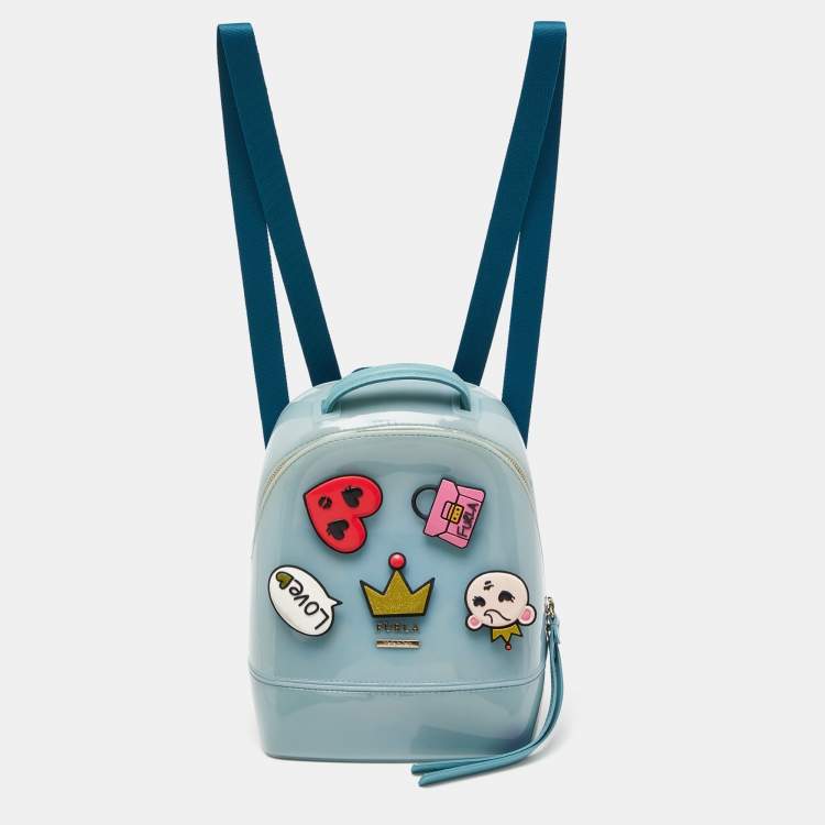 Pre Owned Furla Blue Rubber Embellished Candy Backpack