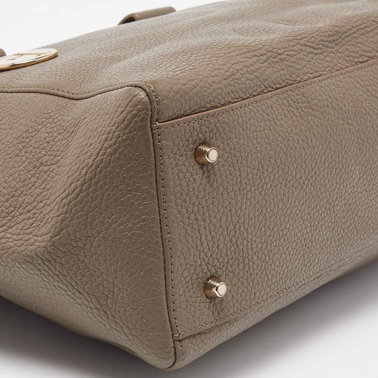 Pre Owned Furla Taupe Leather Zip Tote