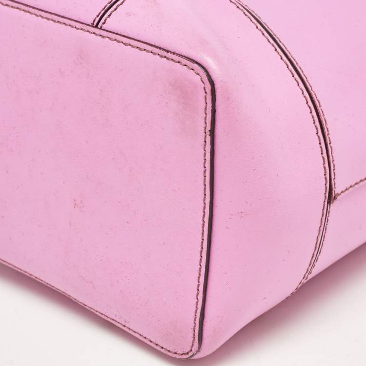 Pre Owned Furla Pink Leather Stacy Drawstring Bucket Bag