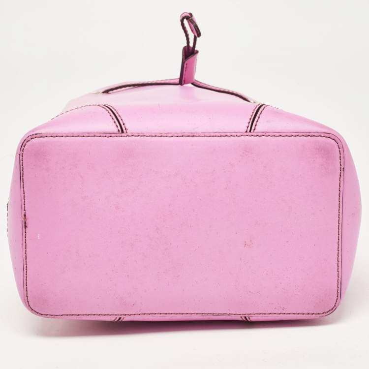 Pre Owned Furla Pink Leather Stacy Drawstring Bucket Bag
