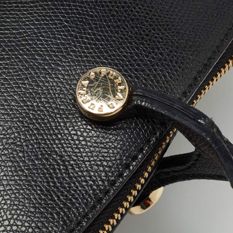 Pre Owned Furla Black Leather Piper Dome Satchel