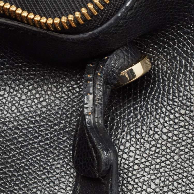 Pre Owned Furla Black Leather Piper Dome Satchel