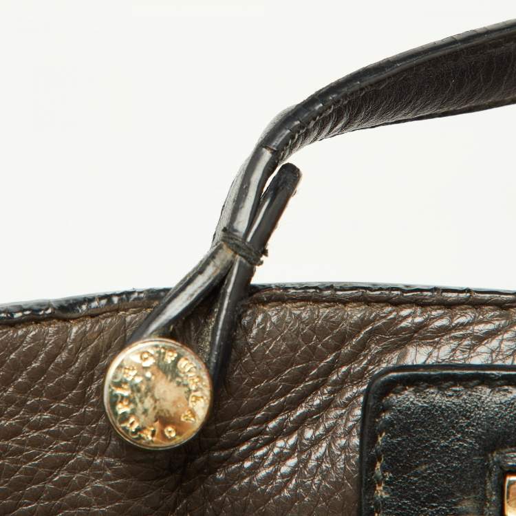 Pre Owned Furla Tri Color Leather Piper Top Handle Bag