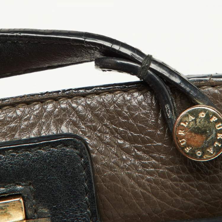 Pre Owned Furla Tri Color Leather Piper Top Handle Bag