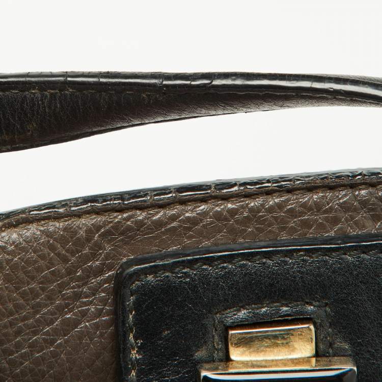Pre Owned Furla Tri Color Leather Piper Top Handle Bag