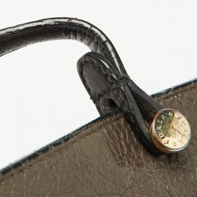 Pre Owned Furla Tri Color Leather Piper Top Handle Bag