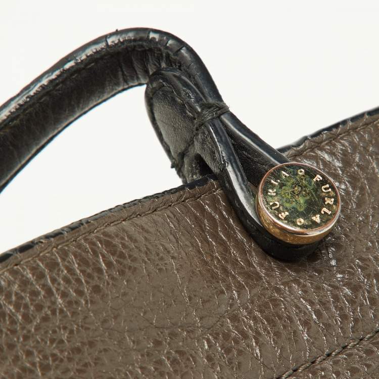 Pre Owned Furla Tri Color Leather Piper Top Handle Bag