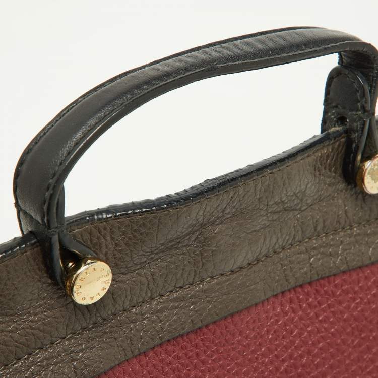 Pre Owned Furla Tri Color Leather Piper Top Handle Bag