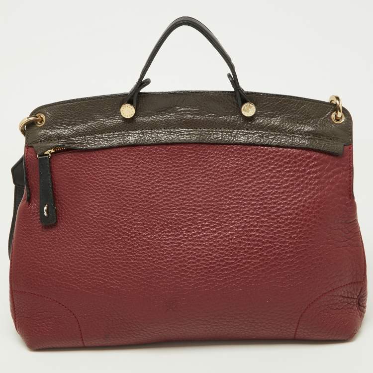 Pre Owned Furla Tri Color Leather Piper Top Handle Bag
