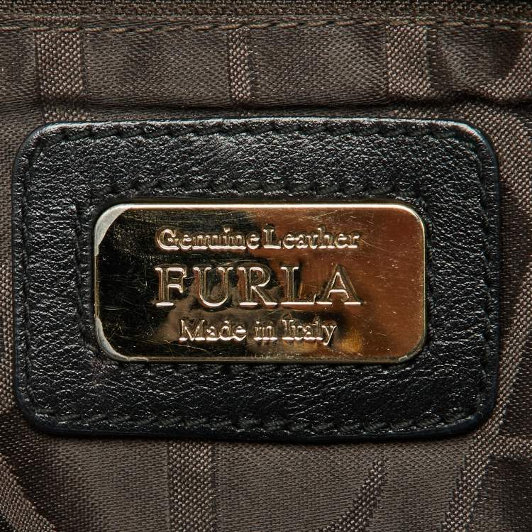 Pre Owned Furla Tri Color Leather Piper Top Handle Bag