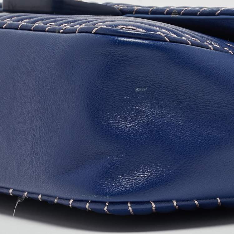 Pre Owned Furla Blue Quilted Leather Pop Star Shoulder Bag
