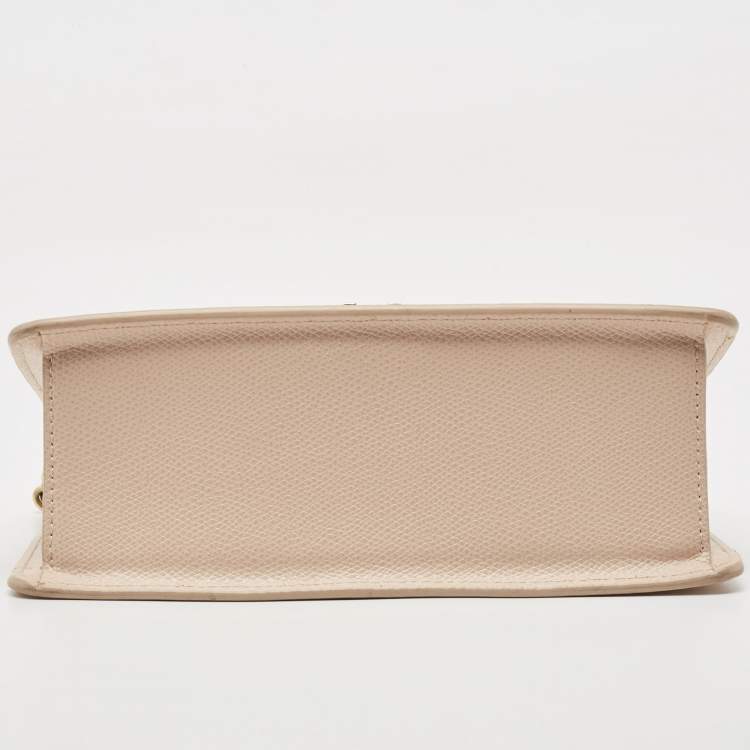 Pre Owned Furla Beige Leather Bakare Flip Lock Shoulder Bag