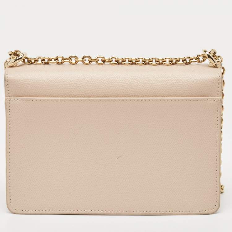 Pre Owned Furla Beige Leather Bakare Flip Lock Shoulder Bag