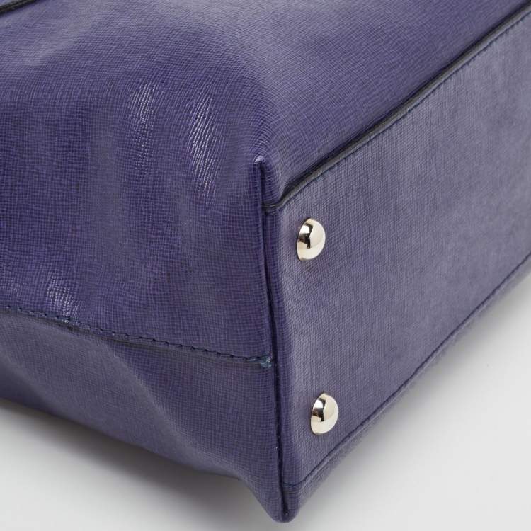 Pre Owned Furla Blue Leather Middle Zip Tote