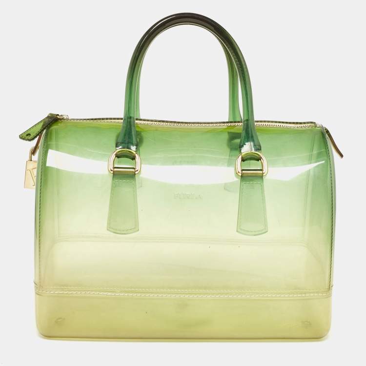 Pre Owned Furla Green Rubber Candy Satchel Bag