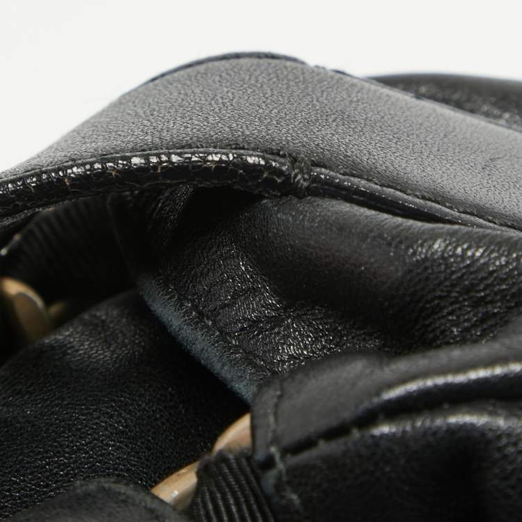 Pre Owned Furla Black Leather Chain Detail Hobo