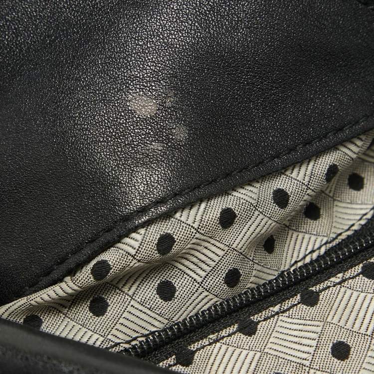 Pre Owned Furla Black Leather Chain Detail Hobo