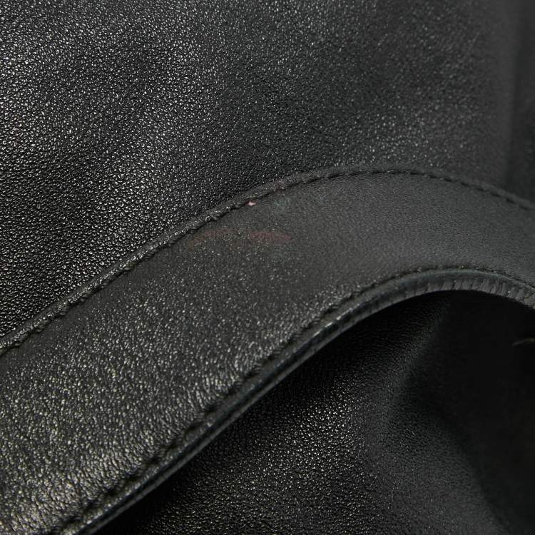 Pre Owned Furla Black Leather Chain Detail Hobo