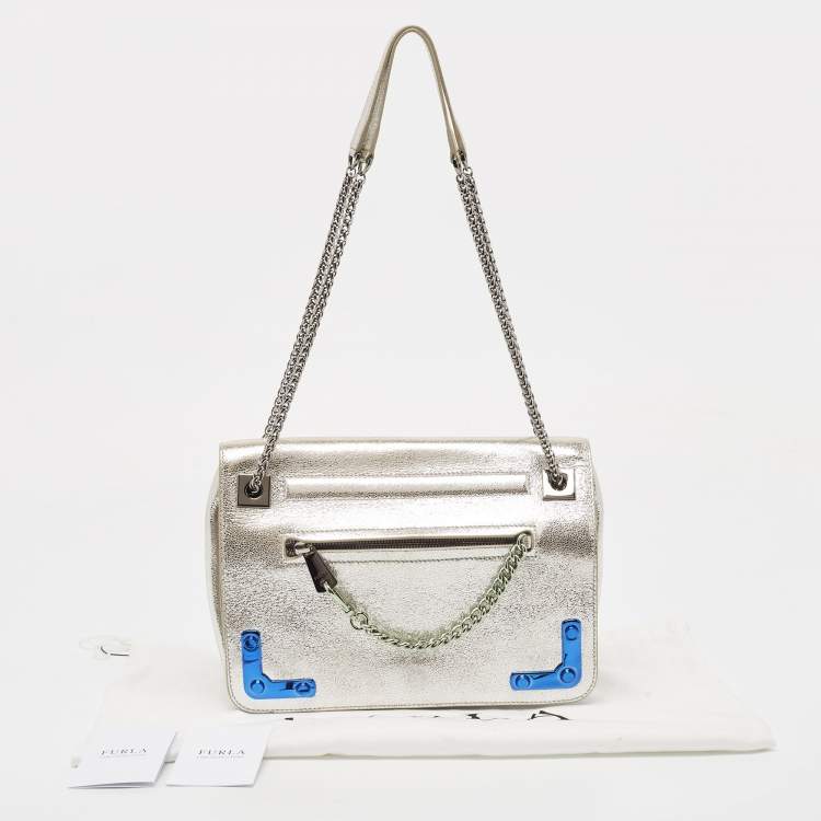 Pre Owned Furla Silver Leather Diana Shoulder Bag