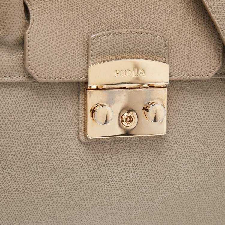 Pre Owned Furla Grey Leather Large Metropolis Tote