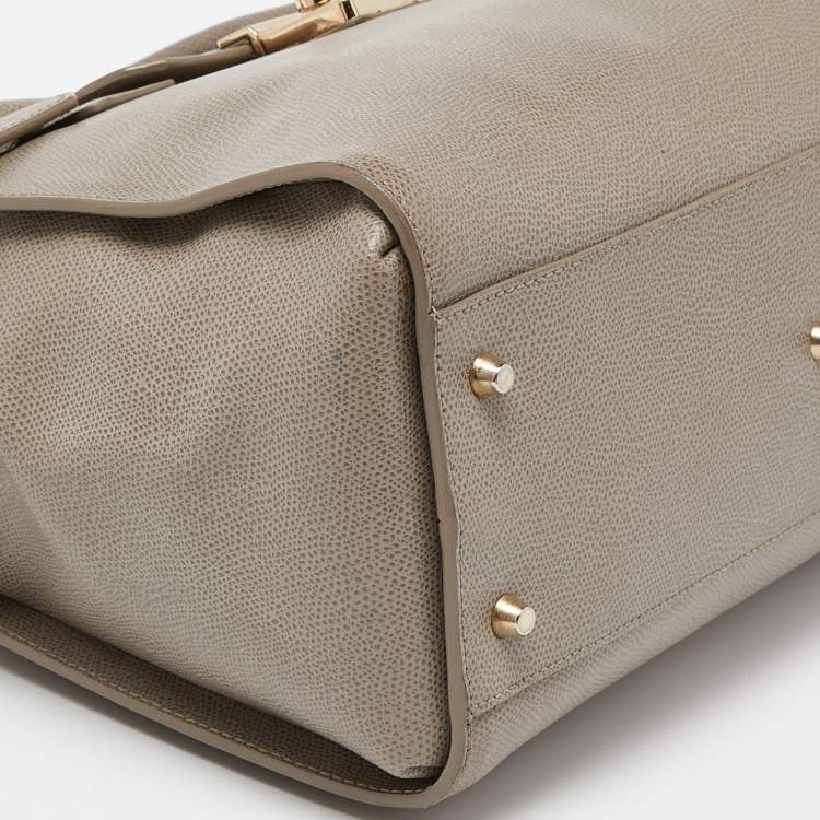 Pre Owned Furla Grey Leather Large Metropolis Tote