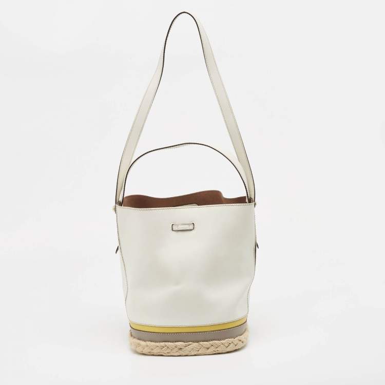 Pre Owned Furla Multicolor Leather and Jute Bucket Bag 