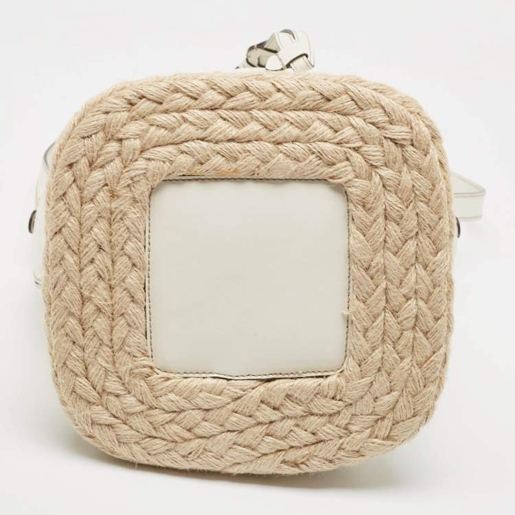 Pre Owned Furla Multicolor Leather and Jute Bucket Bag 