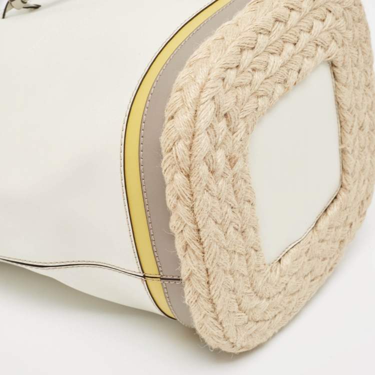 Pre Owned Furla Multicolor Leather and Jute Bucket Bag 