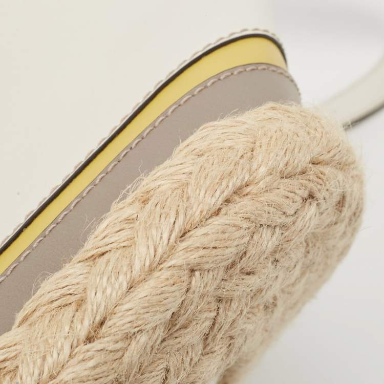 Pre Owned Furla Multicolor Leather and Jute Bucket Bag 