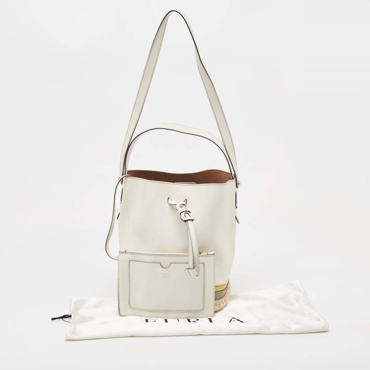 Pre Owned Furla Multicolor Leather and Jute Bucket Bag 