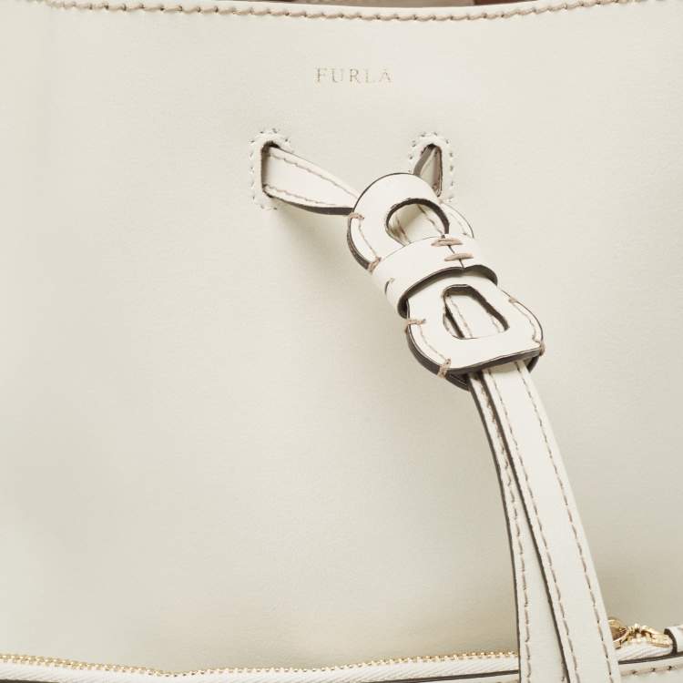Pre Owned Furla Multicolor Leather and Jute Bucket Bag 