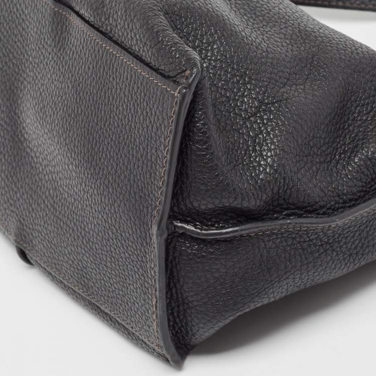 Pre Owned Furla Black Leather Ring Handle Baguette Bag